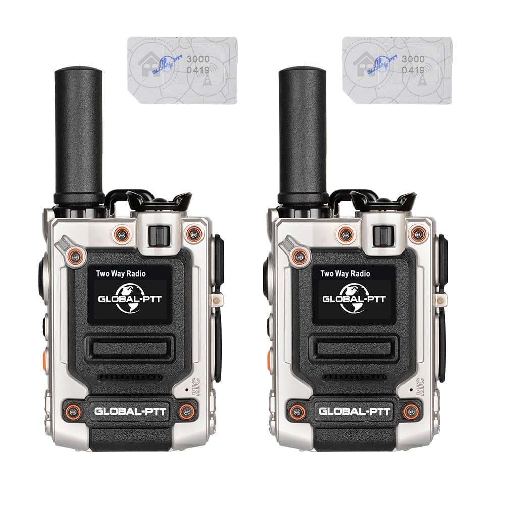 Two-Way Radios Set, 2 Pieces, 4G LTE Connectivity, Long Range Communication, Up to 5000 Miles (2silverwithSIM)