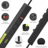 JUNNUJ Heavy Duty 20 Amp Power Strip 2 Pack, High Amp Surge Protector 6 Outlet, 20A Power Workshop Industrial Outlets Wide Spaced 6-20R T-Slot with Circuit Breaker,12 Gauge Extension Cord 6ft view 2