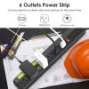 JUNNUJ Heavy Duty 20 Amp Power Strip 2 Pack, High Amp Surge Protector 6 Outlet, 20A Power Workshop Industrial Outlets Wide Spaced 6-20R T-Slot with Circuit Breaker,12 Gauge Extension Cord 6ft view 3