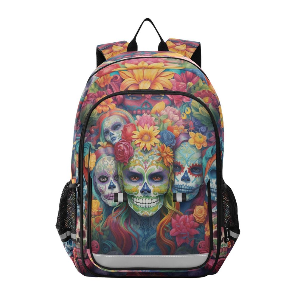 ALAZA Sugar Skulls Day Of Dead Laptop Backpack Purse for Women Men Travel Bag Casual Daypack with Compartment & Multiple Pockets