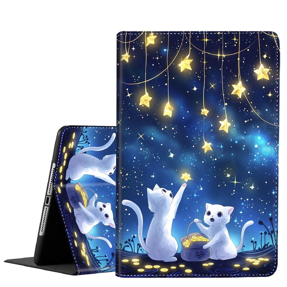Case for iPad 10th Generation (2022 Release) 10.9 InchSlim Fit Foldable Standing Cover Case with Auto Sleep/Wake for New Apple iPad 10.9 InchCat Catching Stars