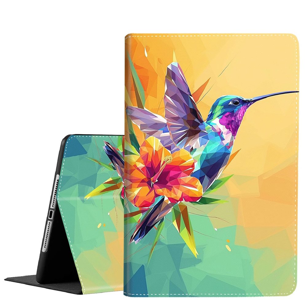 Case for iPad 9th/8th/7th Gen 2021/2020/2019 iPad 10.2 Inch Also Fit iPad Air 3th Gen 2019/iPad Pro 10.5 inchStanding Cover with Auto Sleep/Wake Colorful Hummingbird Abstract