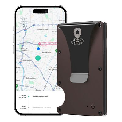 Anti-Lost Trackable GPS Smart Wallet for Men with Tracker Work with Apple Find My Wallet Tracker (IOS only) (Carbon)