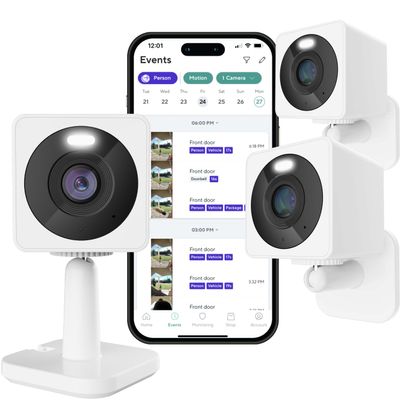 WYZE Cam OG White 3-Pack with Wyze Cam Unlimited Yearly, Covers Unlimited Wyze Cameras, Auto-Renews at $99.99/Year, Activation Required