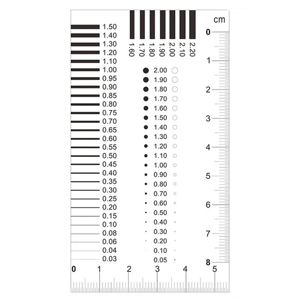 JOEBO Microscope Kit Measuring Pass Badge Gauge Stain Card Point Gauge Wire Transparent Film Ruler Microscope Lens Adapters (Color : 98x55mm)