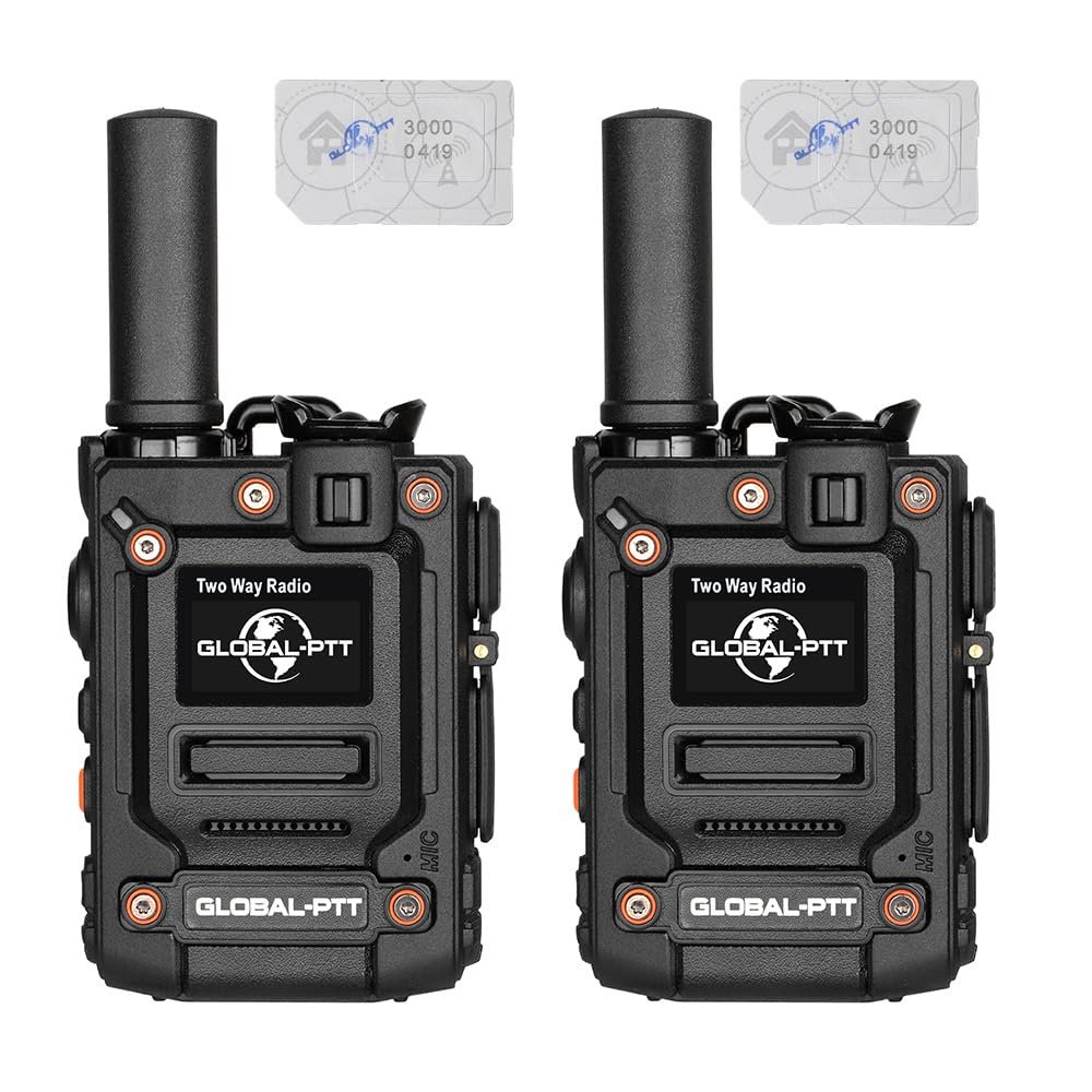 Two-Way Radios Set, 2 Pieces, 4G LTE Connectivity, Long Range Communication, Up to 5000 Miles (2blackwithSIM)