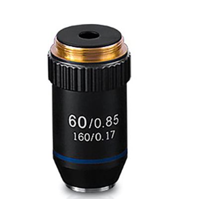 JOEBO Microscope Kit Biological Microscopes Lens 4X 10X 20X 40X 60X 100X Achromatic Objective Lens Silver Black Microscope Lens Adapters (Color : Black, Size : 60X)