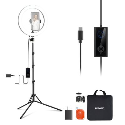NEEWER 12" 24W High Power LED Ring Light with 71" Tripod Stand Phone Holder Compatible with iPhone for Video Recording Makeup Selfie Studio Streaming TikTok, Bi Color Ringlight Lighting, RH12B