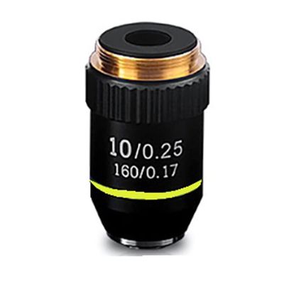 JOEBO Microscope Kit Biological Microscopes Lens 4X 10X 20X 40X 60X 100X Achromatic Objective Lens Silver Black Microscope Lens Adapters (Color : Black, Size : 10X)
