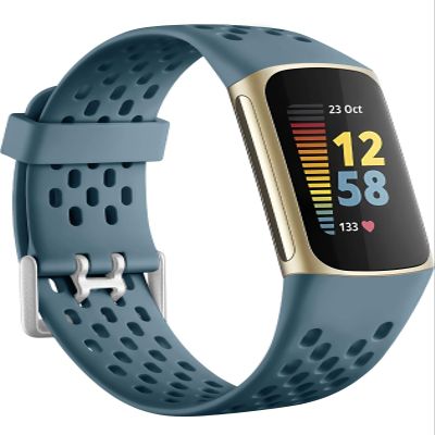 Getino Compatible Fitbit Charge Bands - Breathable Sport Strap for Women & Men, Adjustable Wristbands for Fitbit Charge 5/6, Steel Blue