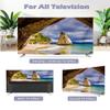 Indoor TV Cover with Light Luxury Seaside Scenery Printed,Soft Monitor Cover for 43'' 55'' 65'',Display Protective Cover Cloth for Wall Hanging Curved Screen(Size:85/86in,Color:A) view 4