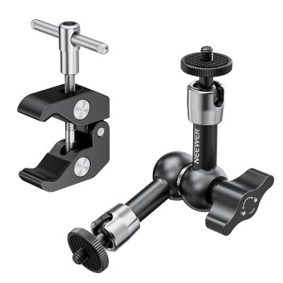 NEEWER 6"/15cm Adjustable Magic Arm with Super Clamp, 1/4" & 3/8" Threads, 1/4" Screws for Flash/LED Light/Microphone/Monitor, Compatible with SmallRig Camera Cage, Max Load: 4.4lb/2kg, ST15C