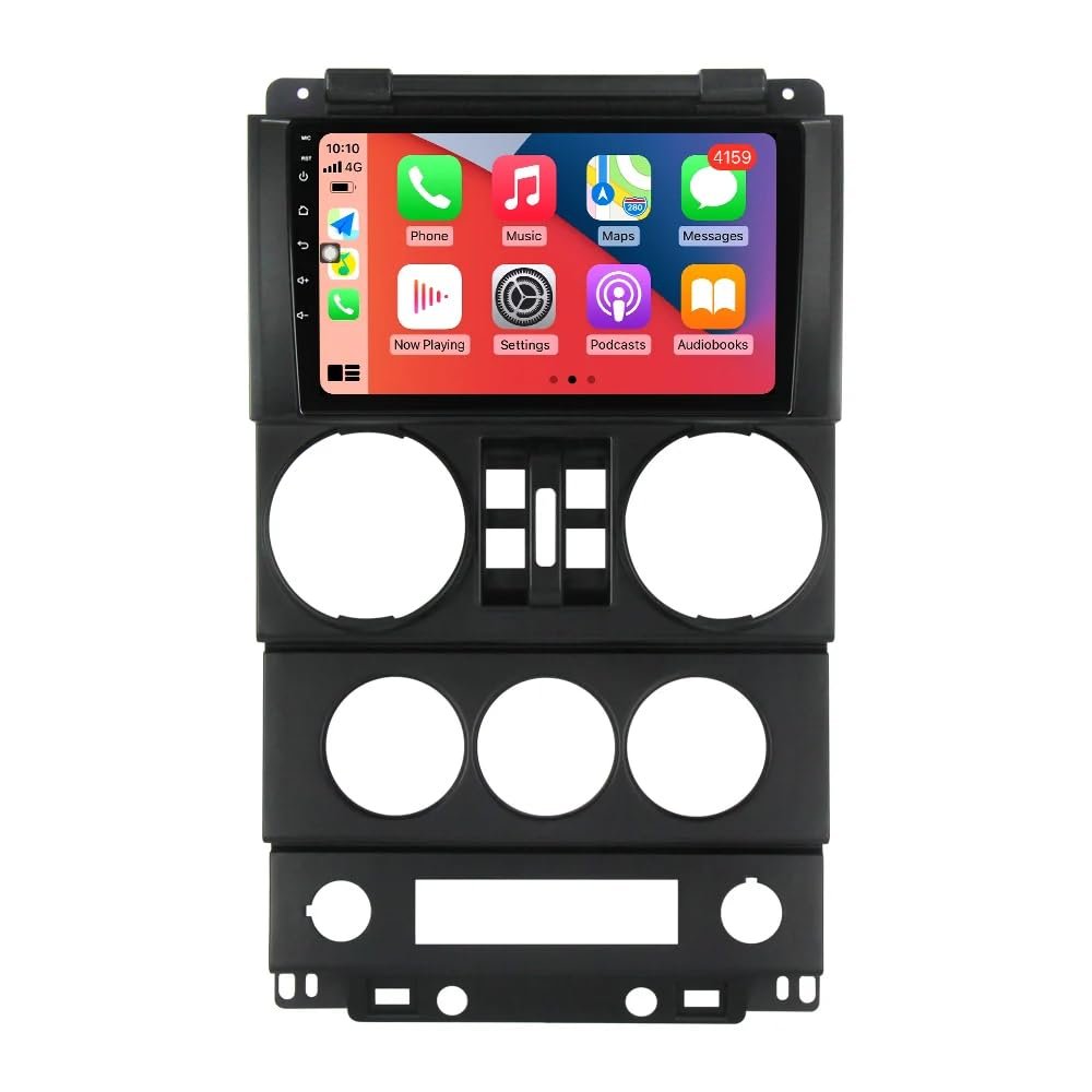 MekedeTech Android Car Radio Stereo for Jeep Wrangler 2007 2008 2009 2010 (4 Door) Head Unit,1280 * 720 HD Touch Screen Upgrade with 4G LTE Wireless CarPlay/Android Auto,8 core 4+32G