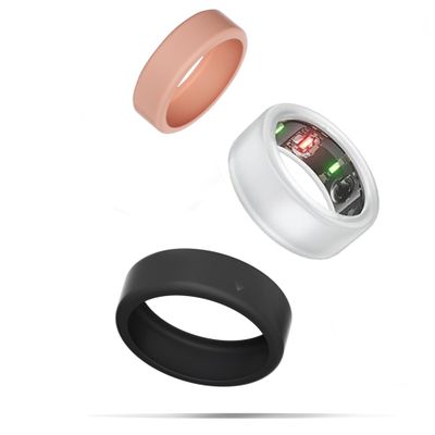 GudCoaks Ring Cover - Silicone Elastic Case [Anti-Scratch] for Oura Ring Gen 3, Working Out Gym Protection, Not Included (Black/Transparent/Pink) (M for 11/12/13)