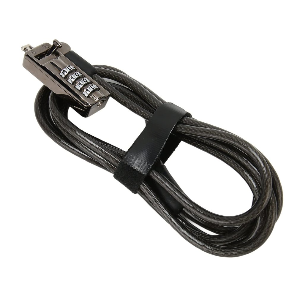 Security Cable for Laptop Padlock, Combination 4 Dials, Carbon Steel Cable Lock, Keyless Padlock Theft Deterrent for Computer