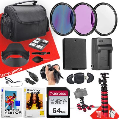 58mm Accessory Bundle for Canon EOS Rebel T7, T6, T5, T3, T100, 4000D, 2000D, 1500D + 64GB Transcend SD Memory Card + Battery + Battery Charger + Filters + Spider Tripod + More(18pc Bundle)