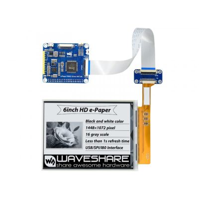 TUOPUONE 6inch E-Ink Display HAT Compatible with Raspberry Pi 14481072 Resolution High Definition Black/White Color 16 Gray Scale Without PCB Supports Partial Refresh