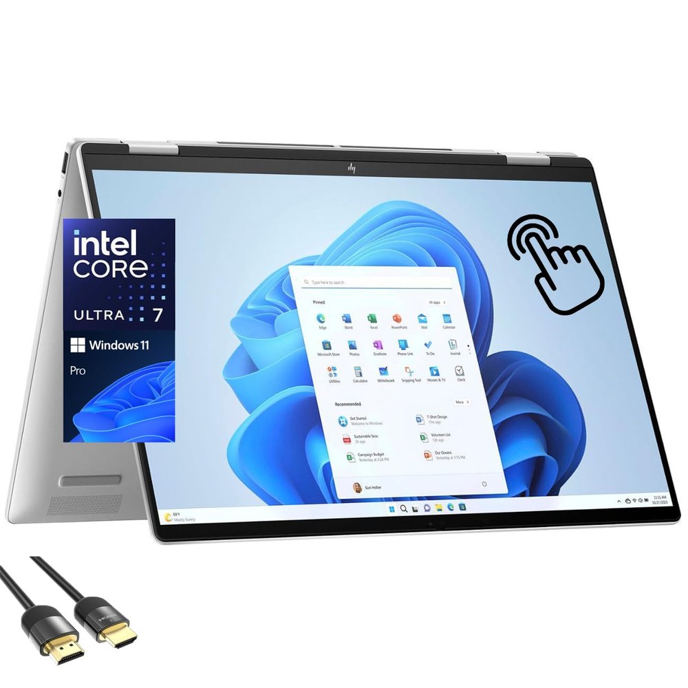 HP Envy 2-in-1 Laptop, 16" WUXGA IPS Wide Ultra Touchscreen Display, Core Ultra 7 155U (Up to 4.8GHz), 16GB DDR5, 512GB PCIe SSD, Backlit KB, TB 4, WiFi 6E, Webcam, PDG HDMI Cable, Win 11 Pro