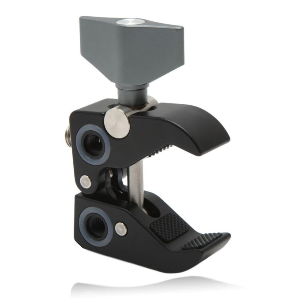 Beufee Camera Clamp Mount Monitor, Multi Function Clamp with 1/4in and 3/8in Adapter Screw Hole for Photography Studio Video Camera Lighting