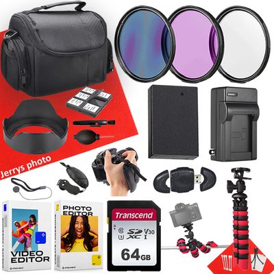 58mm Accessory Bundle for Canon EOS Rebel: T8i, T7i, T6i, T6s, SL3, SL2; 77D, R8 + 64GB Transcend SD Memory Card + Battery + Battery Charger + Filters + Spider Tripod + More (18pc Bundle)
