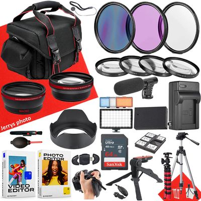 67mm Accessory Bundle for Canon EOS RP + LED Light + Microphone + Wide Angle and Telephoto Lens + Filters + More(28pc Bundle)