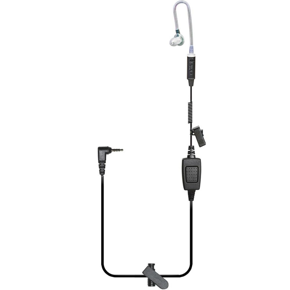 Klein Electronics Acoustic Tube Surveillance Earpiece with 3.5mm Connector - Front Facing PTT Button & Noise Reducing Mic, Heavy Duty Push to Talk Earpiece Compatible with ESChat PTT App