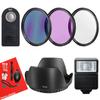 Accessory Bundle for 58mm Diameter Lens + Filters + Slave Flash + Remote Control + Cleaning Kit + Tulip Hood + Cap Keeper (10pc Bundle) view 1