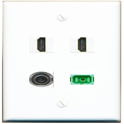 RiteAV - 3-5MM 2 HDMI SC-APC Singlemode Simplex Wall Plate Flat White