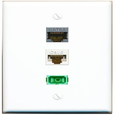 RiteAV - CAT6 CAT6A SC-APC Singlemode Simplex Wall Plate Flat White