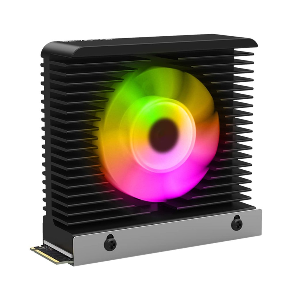 Kcjhagbd Aluminum SSD Heatsink NVME M.2 2280 Drive Radiator Passive Heat Dissipation ARGB 12V 4 Pin Radiator Argb Ssd Heatsink, Black