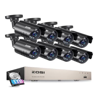 ZOSI 3K Lite 8CH Security Camera System, 5MP 8Channel CCTV DVR with 1TB Hard Drive, 8pcs 1920TVL 1080p Cameras,for 24/7 Recording
