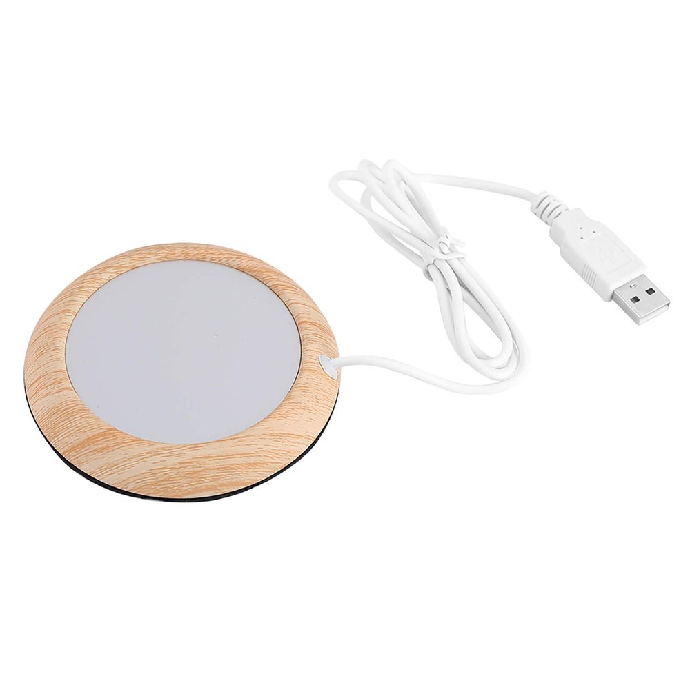 Pwshymi Coffee Mug Warmer, USB Wood Grain Cup Warmer Heat Beverage Mug Mat Heat up Coasters for Home Office Desktop (Light Walnut Grain), Pwshymi3zgh9fiot5-01