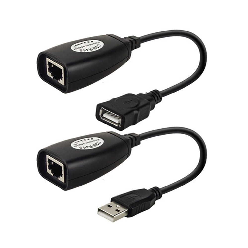 BEIDUOYANG 1 Pair USB to RJ45 LAN Ethernet Extension Cable Adapter 50M Distance Extender Converter Over Cat5E/6 Cord Computer Ethernet Extender Adapterethernet Cord USB Over Cat5e, black