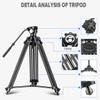 Kadxyan 76" Pro Video Tripod, Heavy Duty Aluminum Alloy Camera Tripod Stand, with 360 Degree Fluid, Height Adjustable, Camcorder Head, Quick Release Plate, for DSLR Camera, Telephoto Camera view 2