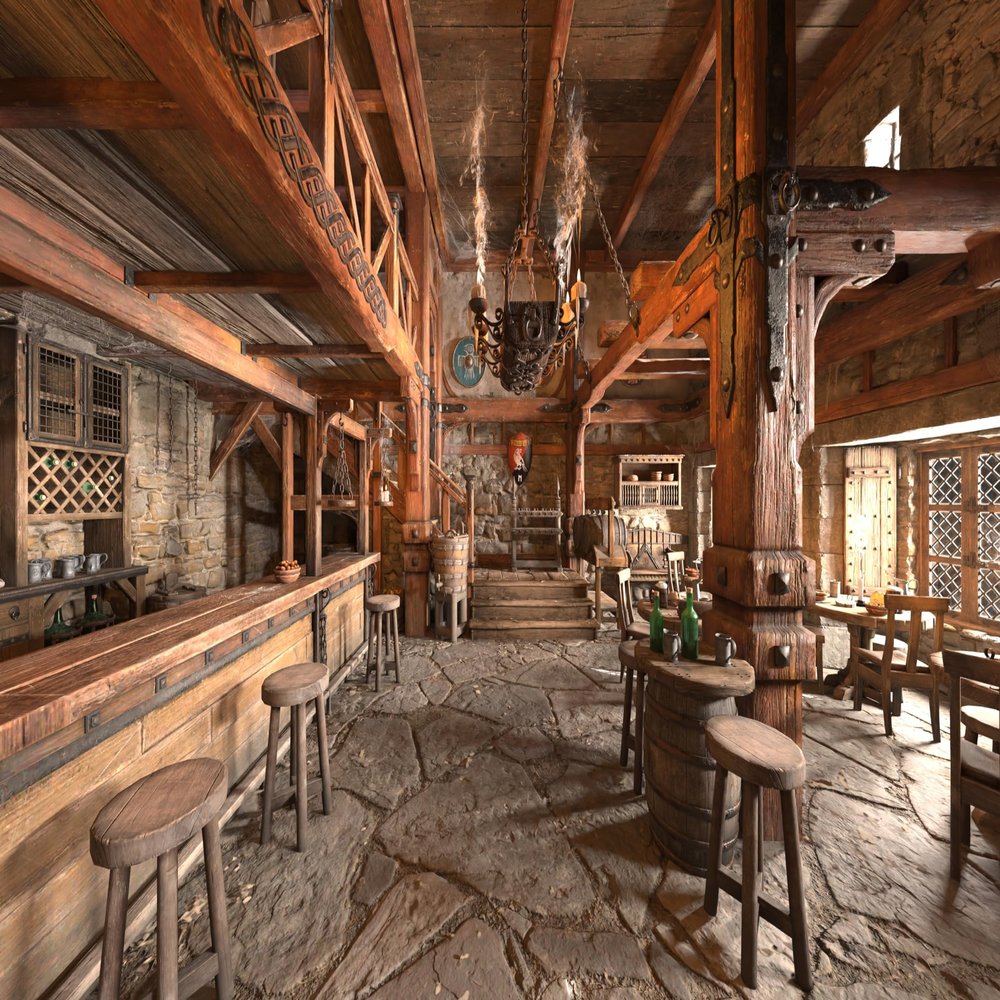 chnywork 9x6ft Medieval Tavern Backdrop Ancient Tavern Inn Bar Restaurant Wooden Interior Photography Background for Party Medieval Decor Photo Booth Studio Props Fabrics, B1-544-53