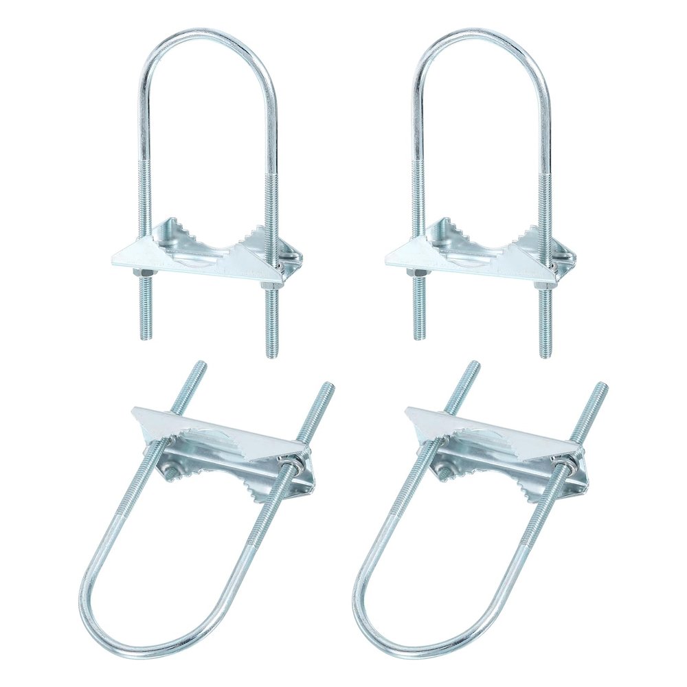 uxcell 4pcs Antenna Mast Cross-Over Bracket Kit U-Bolt Clamp Mounting Hardware V Jaw Bracket for Outdoor Antenna, M6x52x140mm