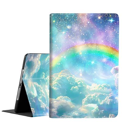 Case for Samsung Galaxy Tab S9 11 inch Tablet 2023 Model X710/X716B/X718USlim Fit Foldable Standing Cover Case with Auto Sleep/Wake for Galaxy Tab S9Rainbow White Clouds