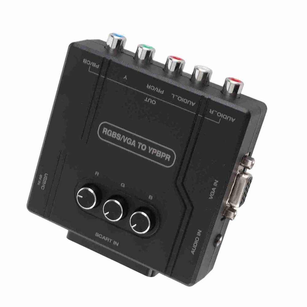 RGBS Scart VGA to YPBPR Converter, Supports SFC, N64 for 1080P Brightness Adjustable, Compatiable with European and Japanese Scart