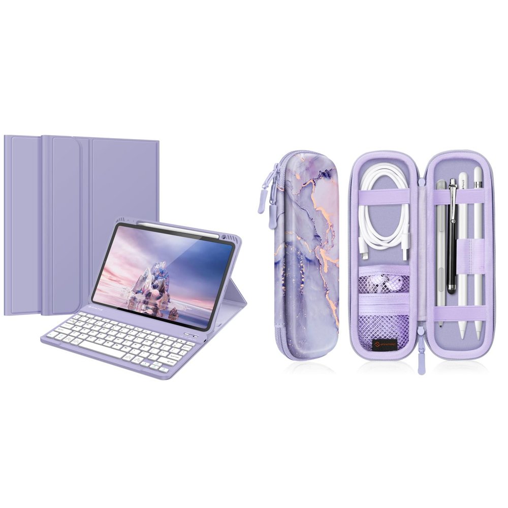 Fintie Keyboard Case for iPad Air 11-inch, iPad Air 5th/ 4th Gen 10.9 Inch Bundle with PU Leather Protective Carrying Bag Sleeve for Apple Pencil