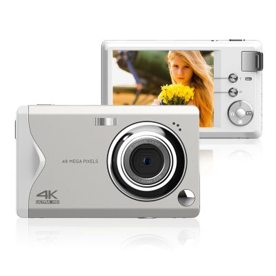 4K Digital Camera, 3.0 inch LCD Screen, 48MP 16X Zoom Anti Shaking Portable HD Camera, Built in Fill Light, 128GB Storage Expansion, for Teens Kids Beginners (White)