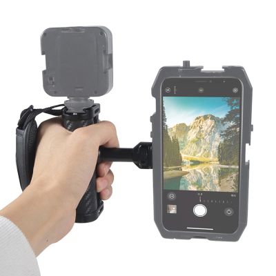 Camera Cage Side Handle, Universal Ergonomic Aluminum Camera Handgrip, 1/4 Screw Cold Shoe Mount, Up and Down Adjustable, for Camera Cage Video Rig, for Photography