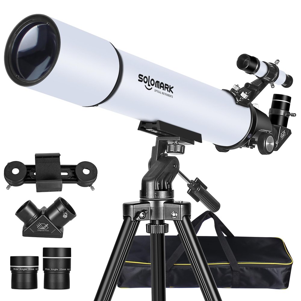 Telescope for Adults High Powered, 80mm Aperture 900mm Professional Refractor Telescope for Adults & Beginners, Compact and Portable Travel Telescopio with Carrying Bag and Designed Phone Adapter