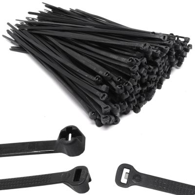 YuGtcen Push Mount Zip Ties, 8 inch Cable Zip Tie with Stainless Steel Metal Tooth Locking Device, Self Locking Straps Heavy Duty Nylon Zip Tie Clips (200pcs,8")