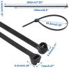 YuGtcen Push Mount Zip Ties, 8 inch Cable Zip Tie with Stainless Steel Metal Tooth Locking Device, Self Locking Straps Heavy Duty Nylon Zip Tie Clips (200pcs,8") view 2