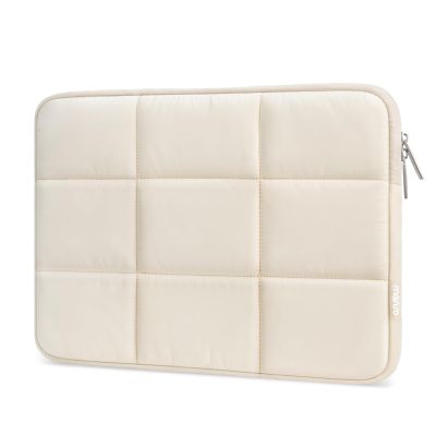 MOSISO Laptop Case 16 inch, 15-15.6 inch Puffy Laptop Sleeve Compatible with MacBook Pro 16 M4 M3 M2 M1,HP Acer Dell Lenovo ASUS Notebook, Rectangle Quilted Puffer Computer Bag for Women, Sand