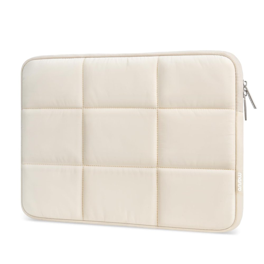 MOSISO Laptop Case 16 inch, 15-15.6 inch Puffy Laptop Sleeve Compatible with MacBook Pro 16 M4 M3 M2 M1,HP Acer Dell Lenovo ASUS Notebook, Rectangle Quilted Puffer Computer Bag for Women, Sand