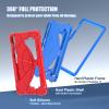 FONREST Rugged Kids Case for Samsung Galaxy Tab S9 FE/S9/S8/S7 Case (SM-X510/X710/X700/T870) Shockproof Kid-Proof PC+Silicon Hybrid Heavy Duty Armor Cover with Dual Kickstand for Children (Red/Blue) view 2