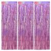 TONIFUL 3Pcs Laser Light Pink Door Streamers,Laser Pink Photo Booth Backdrop Metallic Streamers Pink Foil Fringe Curtains for Birthday,Christmas,New Year,Bachelorette,Grad Party(9.9ft x 6.6ft) view 1