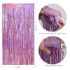 TONIFUL 3Pcs Laser Light Pink Door Streamers,Laser Pink Photo Booth Backdrop Metallic Streamers Pink Foil Fringe Curtains for Birthday,Christmas,New Year,Bachelorette,Grad Party(9.9ft x 6.6ft) view 2