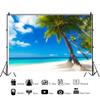 YongFoto 9x6ft Beach Palm Tree Backdrop Summer Island Seaside Hawaiian Seashore Waterside Blue Sky Ocean Wave Sunbathing Photography Background Birthday Party Bridal Shower Photo Props Polyester view 2